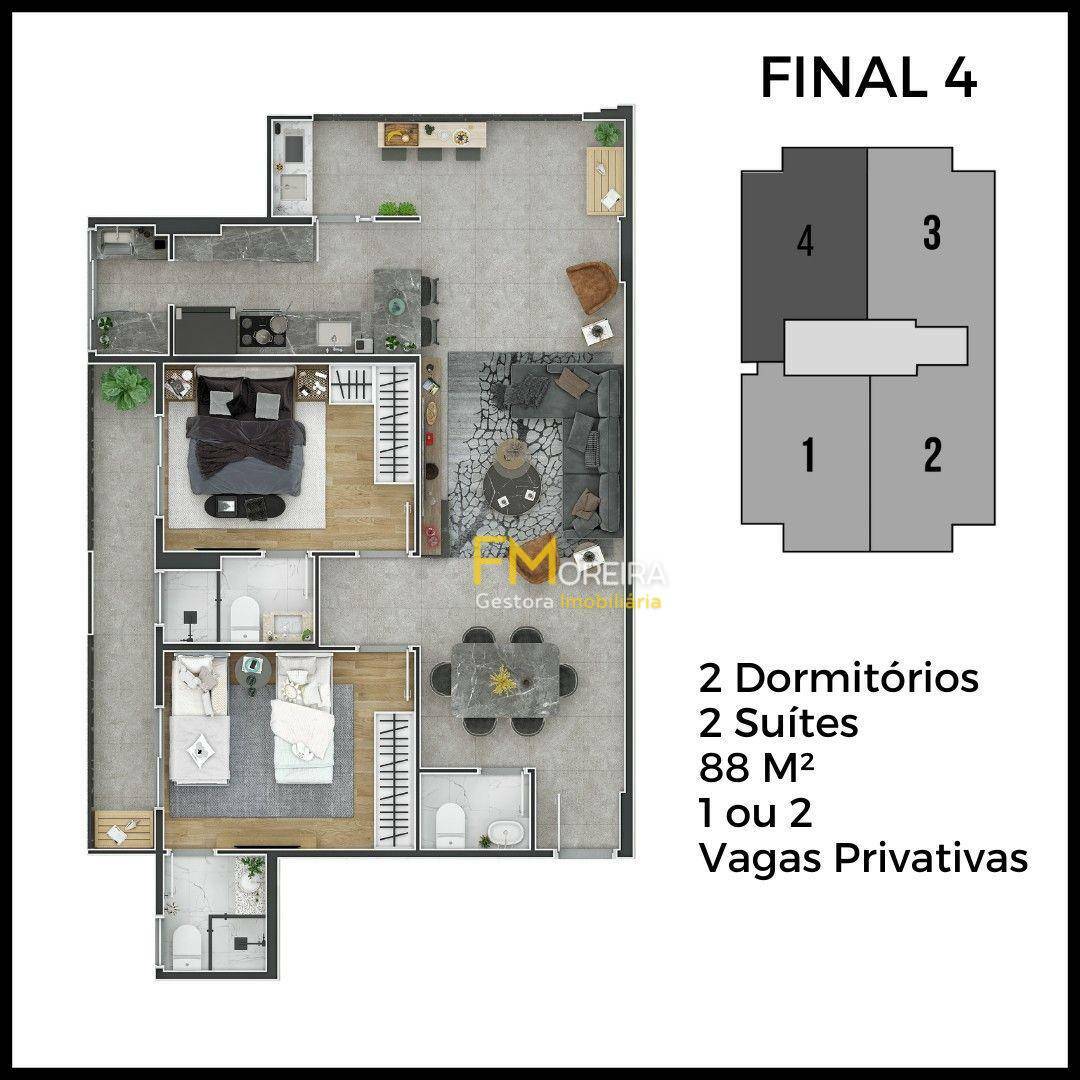 Apartamento à venda com 2 quartos, 87m² - Foto 2