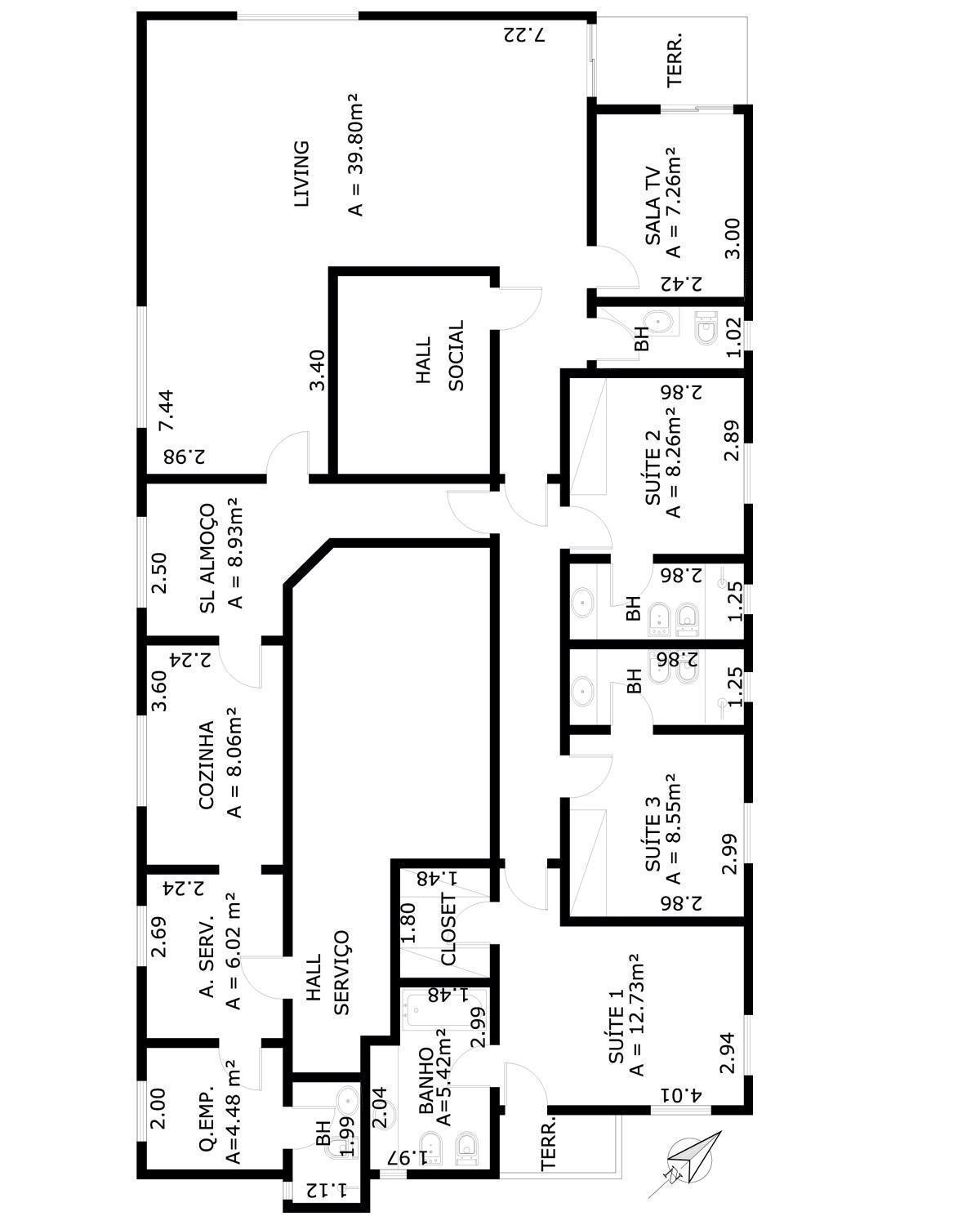 Apartamento à venda com 3 quartos, 173m² - Foto 2