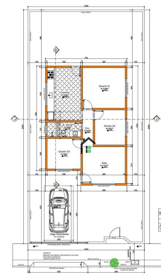 Casa, 3 quartos, 70 m² - Foto 1