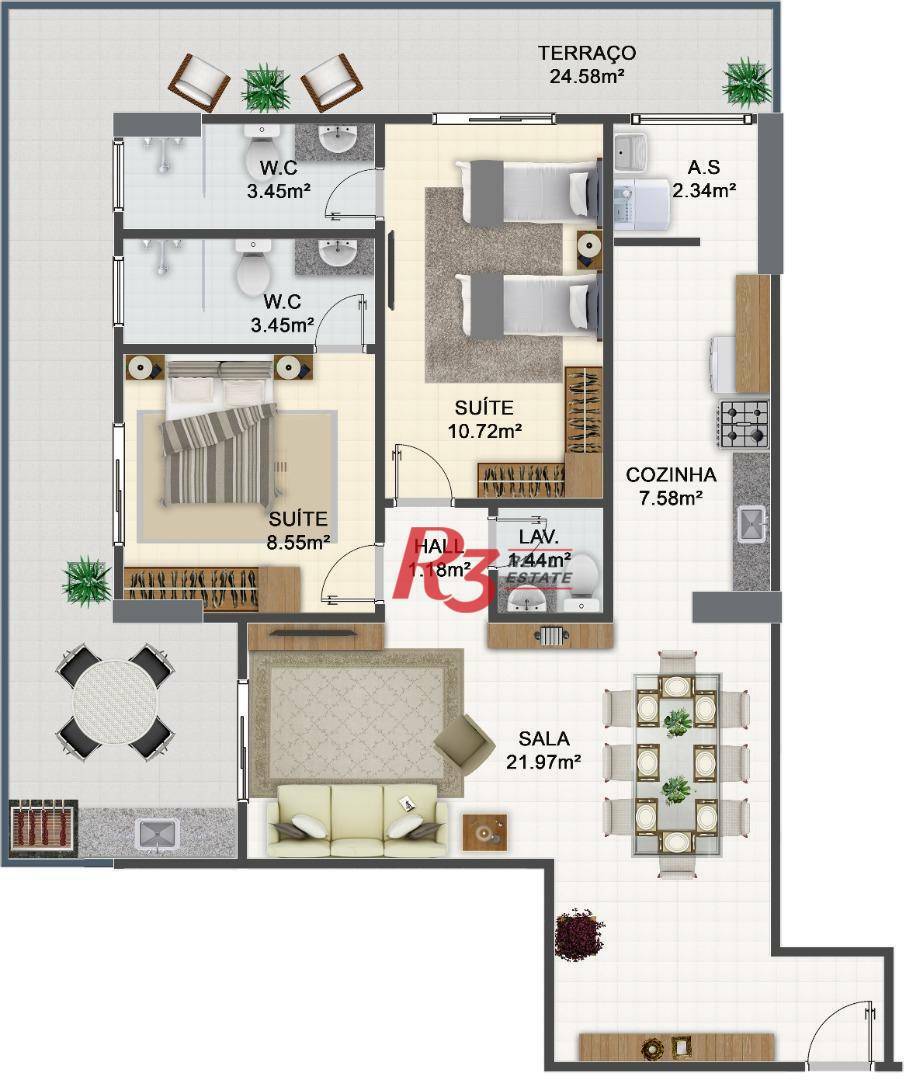 Apartamento à venda com 2 quartos, 96m² - Foto 3