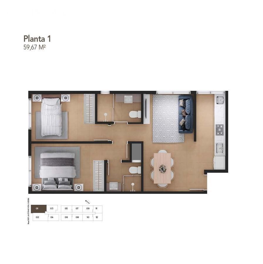 Apartamento à venda com 2 quartos, 59m² - Foto 7