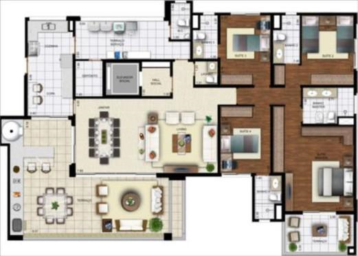 Apartamento à venda com 4 quartos, 216m² - Foto 3