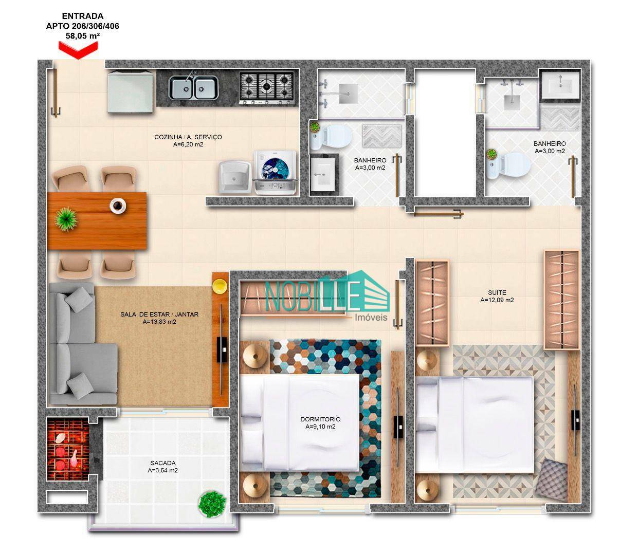 Apartamento à venda com 2 quartos, 58m² - Foto 20