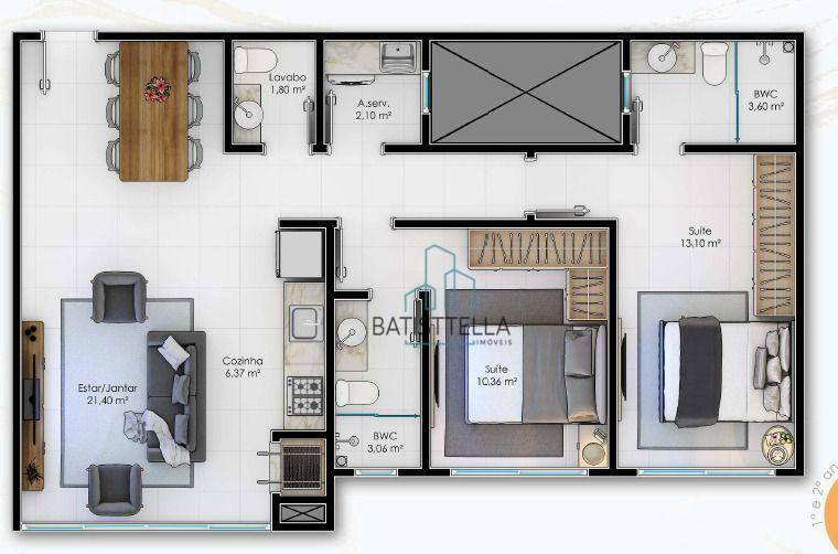 Apartamento à venda com 2 quartos, 75m² - Foto 2