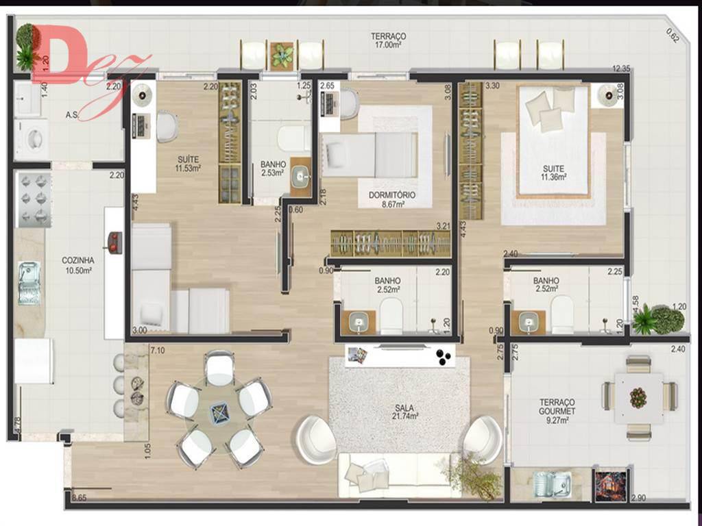 Apartamento à venda com 3 quartos, 116m² - Foto 3