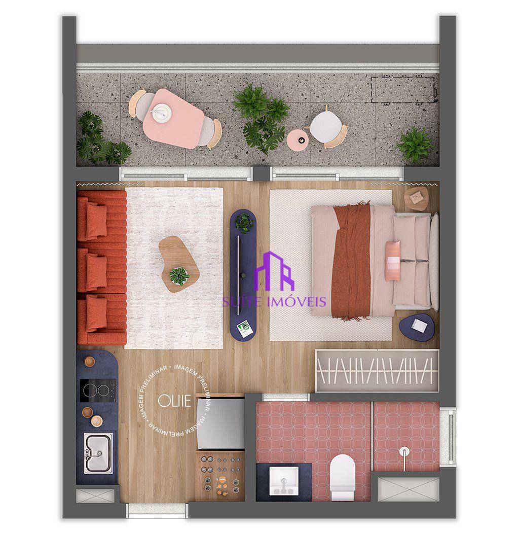 Apartamento à venda com 1 quarto, 46m² - Foto 2