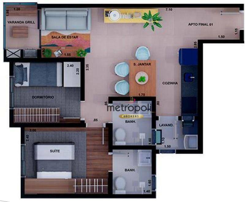 Apartamento à venda com 2 quartos, 48m² - Foto 2