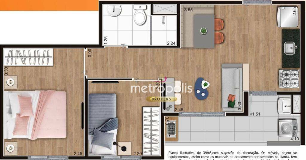 Apartamento à venda com 2 quartos, 39m² - Foto 1