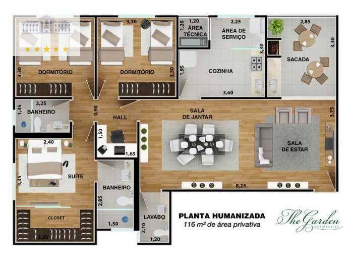 Apartamento à venda com 3 quartos, 116m² - Foto 2