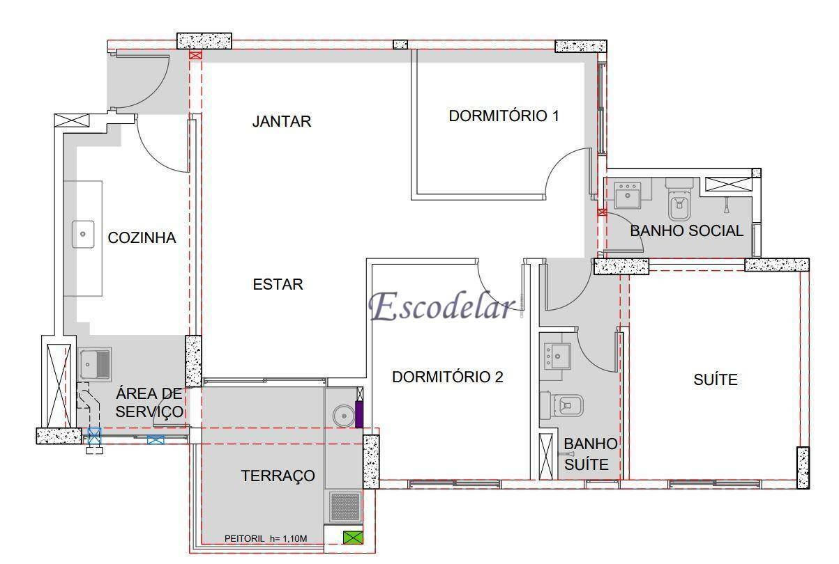 Apartamento à venda com 3 quartos, 74m² - Foto 2