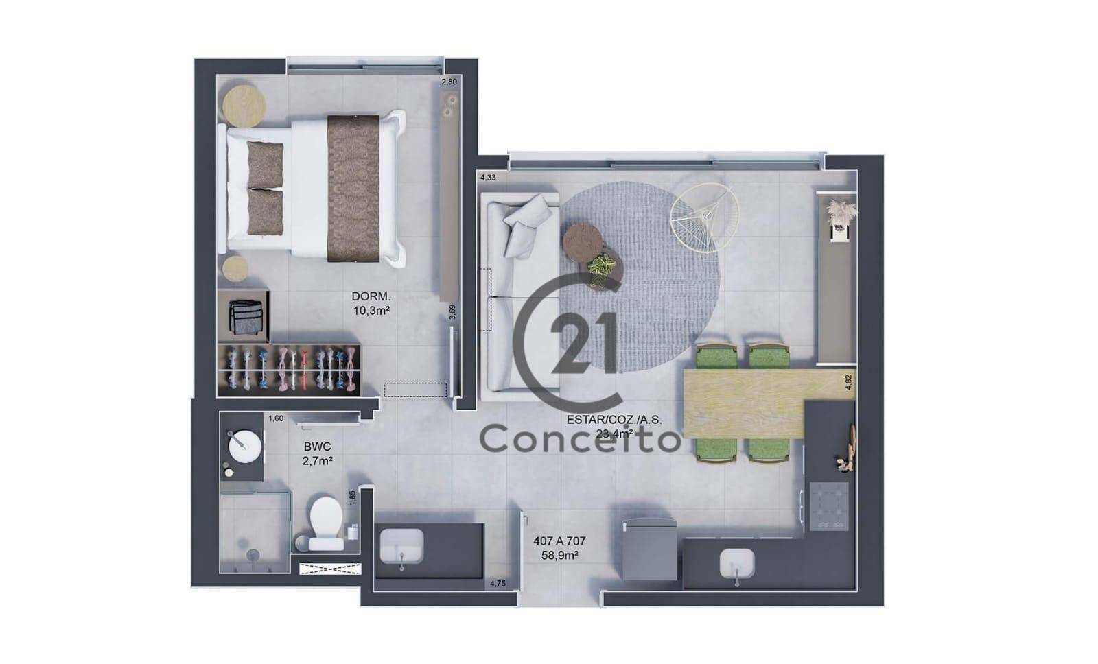 Apartamento à venda com 1 quarto, 42m² - Foto 13