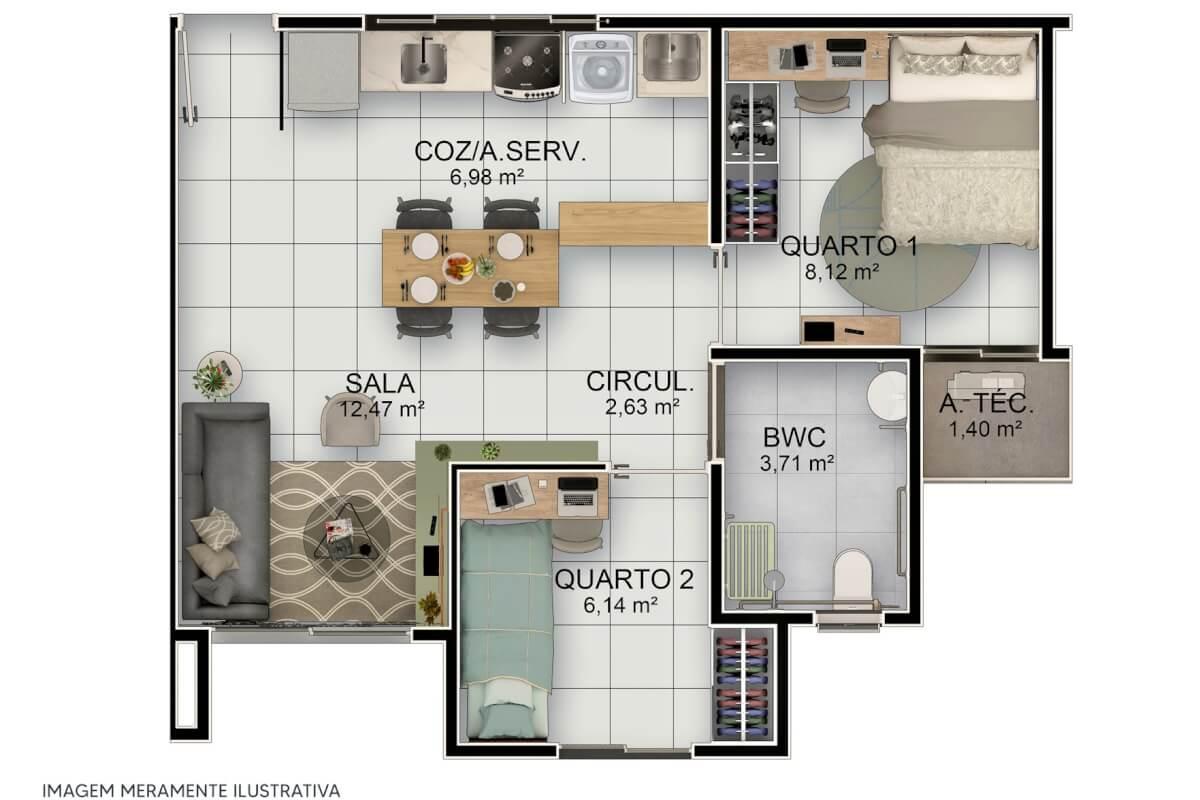 Apartamento à venda com 2 quartos, 45m² - Foto 7