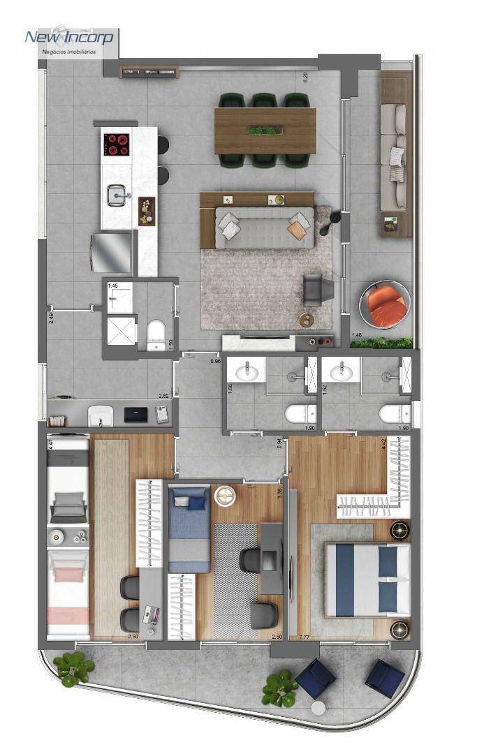 Apartamento à venda com 3 quartos, 117m² - Foto 2