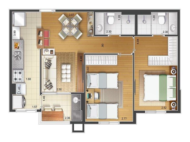 Apartamento à venda com 2 quartos, 59m² - Foto 2