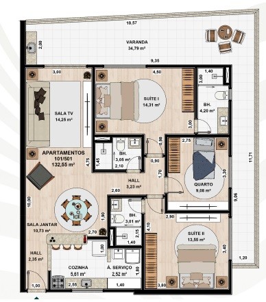 Apartamento à venda com 3 quartos, 132m² - Foto 4