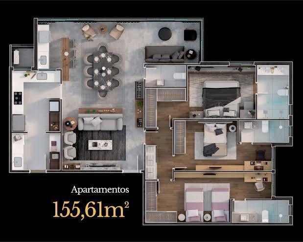 Apartamento à venda com 3 quartos, 154m² - Foto 3