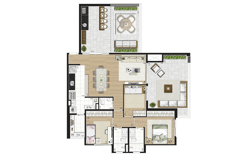 Apartamento à venda com 3 quartos, 138m² - Foto 2