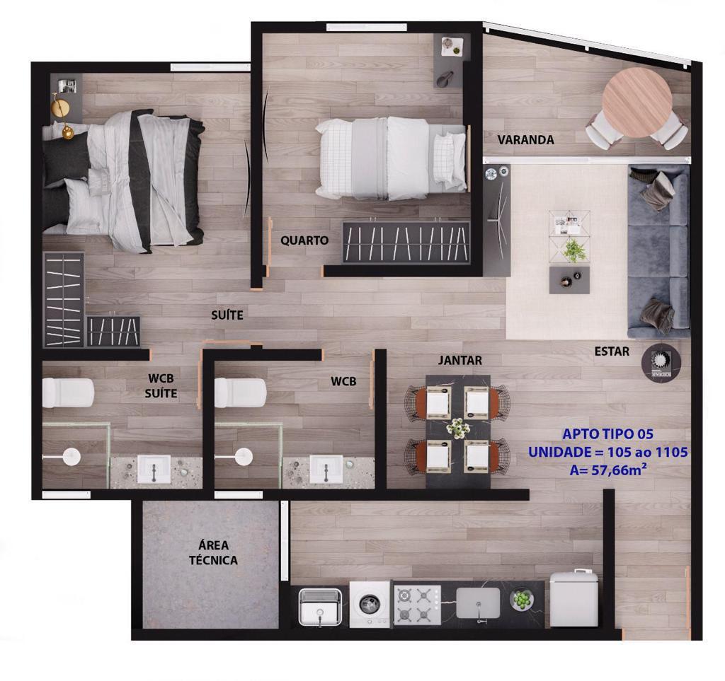 Apartamento à venda com 2 quartos, 57m² - Foto 19