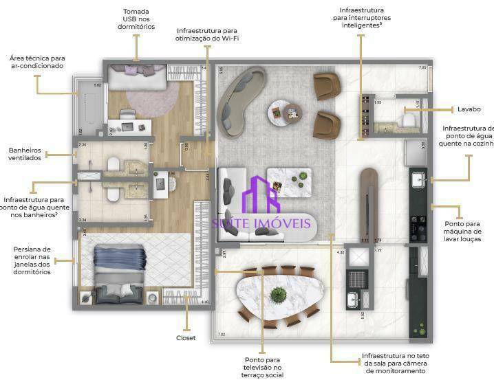 Apartamento à venda com 3 quartos, 90m² - Foto 3