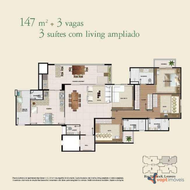 Apartamento à venda com 3 quartos, 147m² - Foto 2