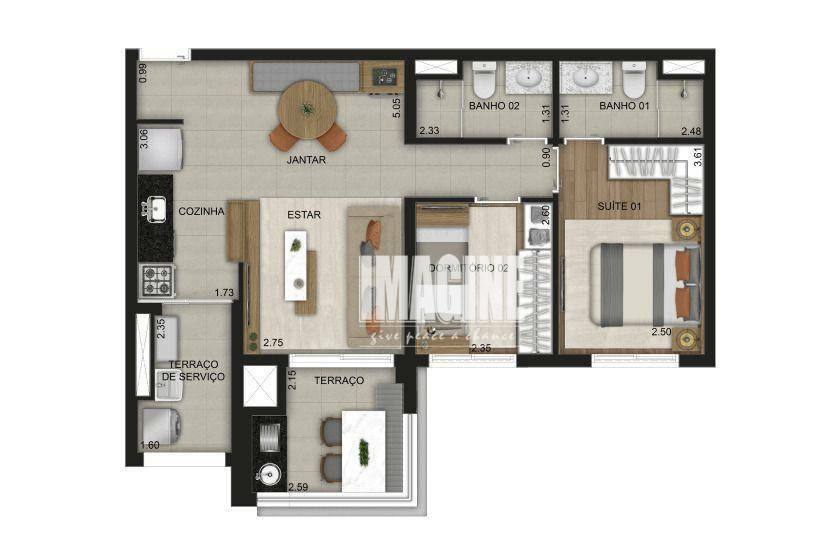 Apartamento à venda com 2 quartos, 64m² - Foto 1