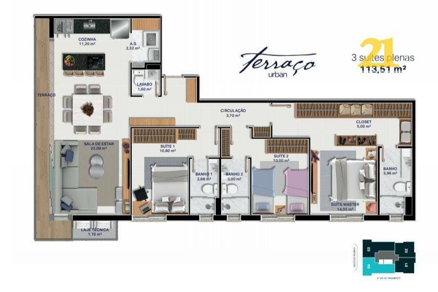 Apartamento à venda com 3 quartos, 94m² - Foto 3