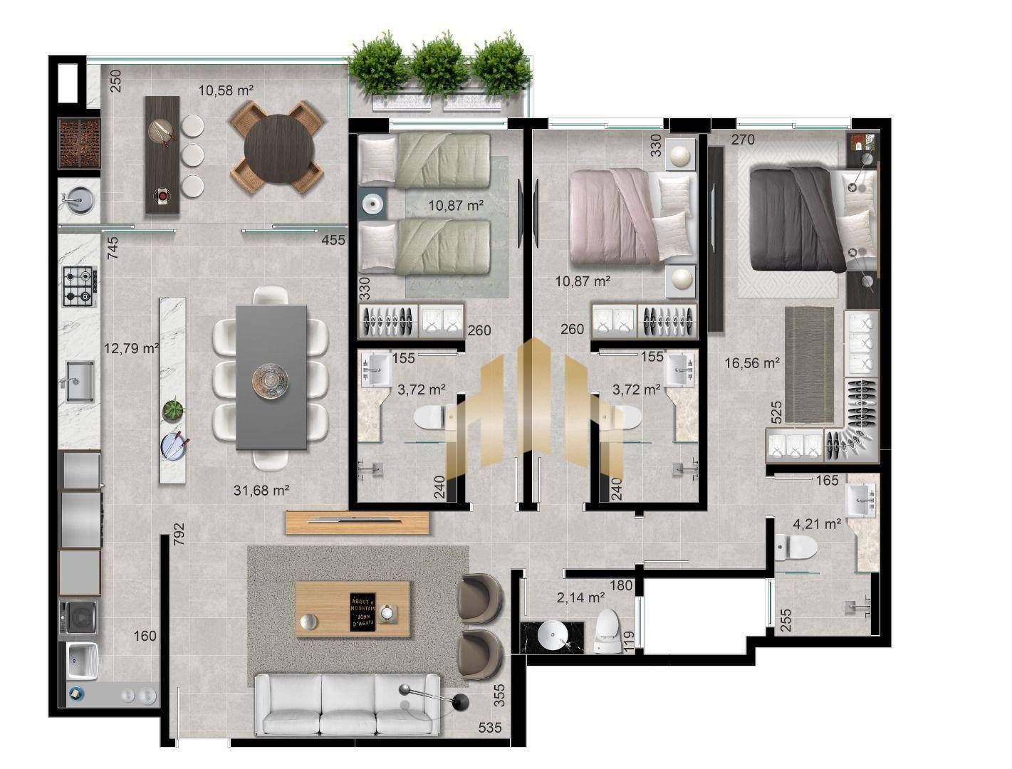 Apartamento à venda com 3 quartos, 125m² - Foto 2