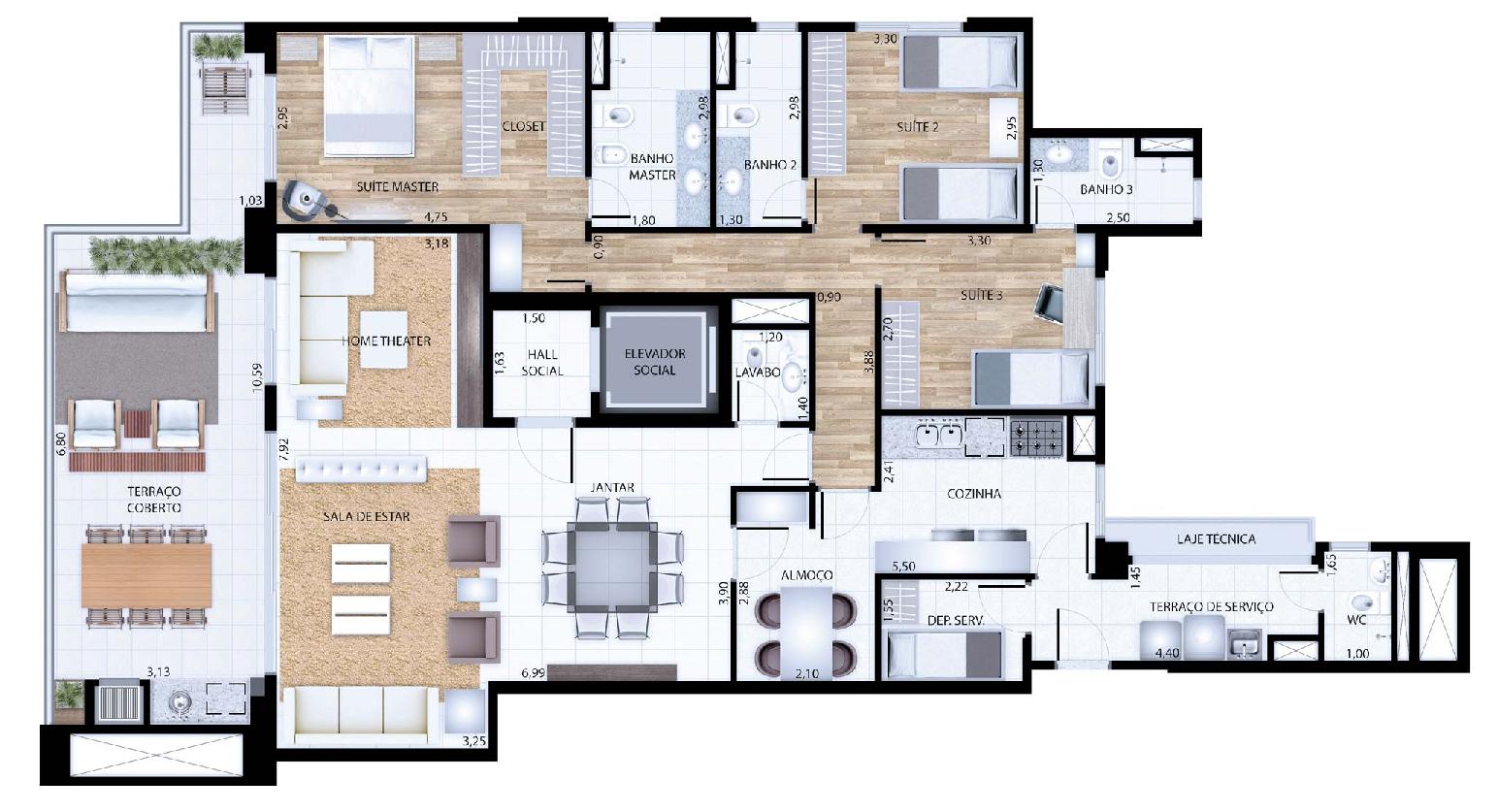 Apartamento à venda com 3 quartos, 173m² - Foto 2