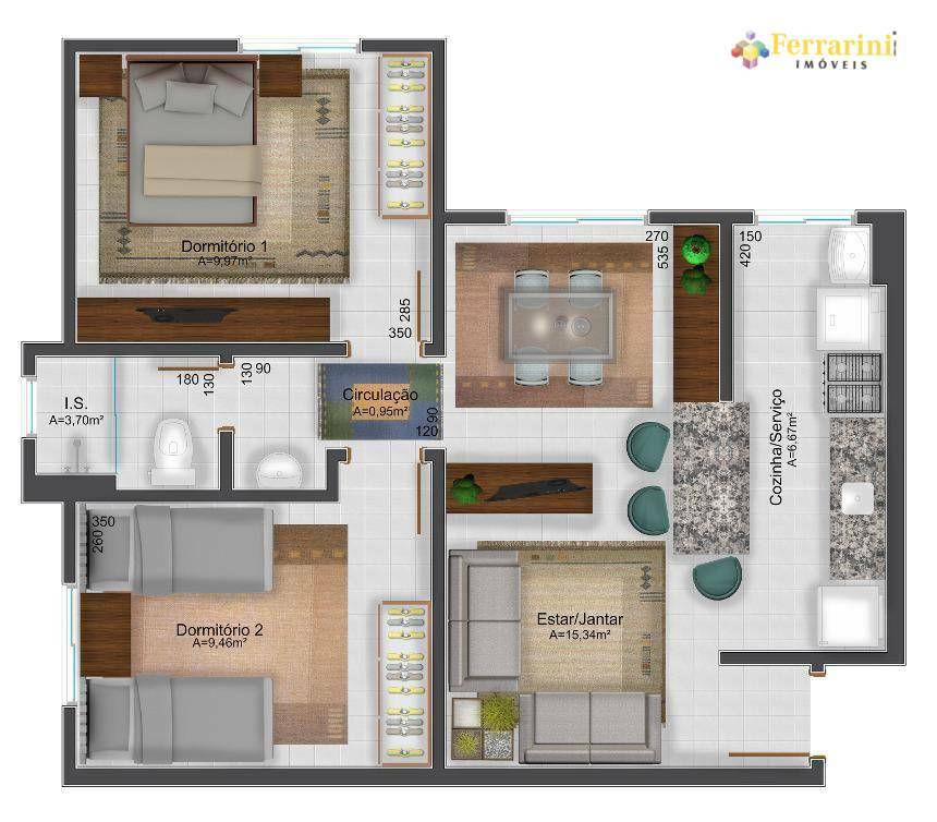 Apartamento à venda com 2 quartos, 52m² - Foto 4