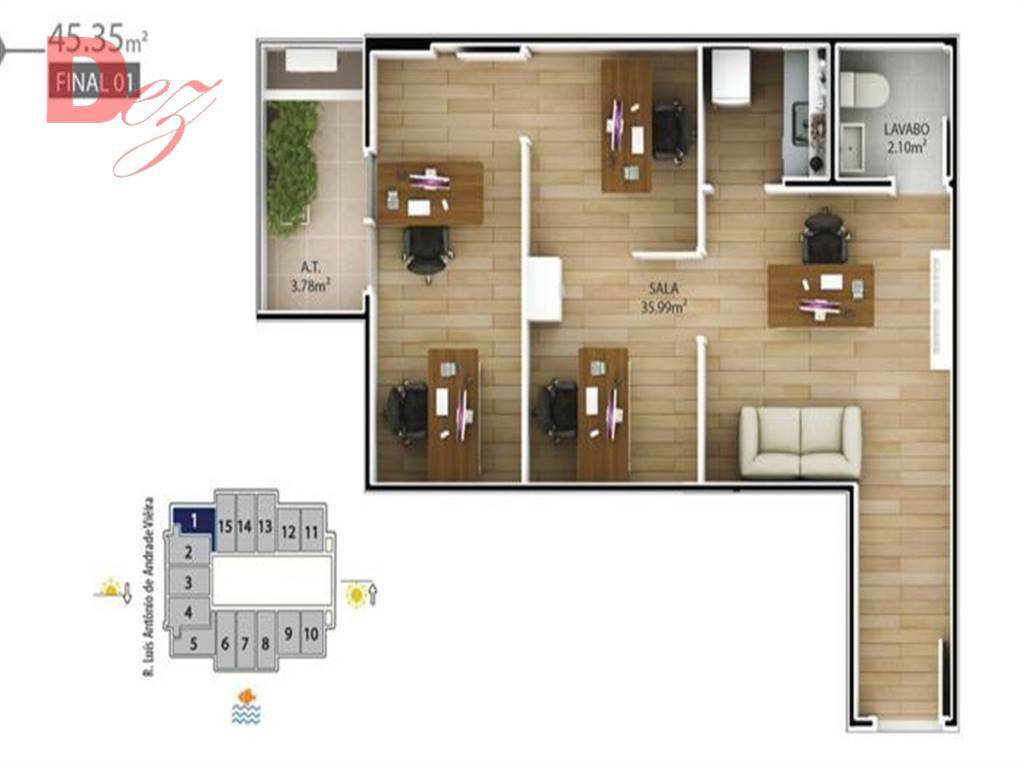 Apartamento à venda com 1 quarto, 45m² - Foto 2