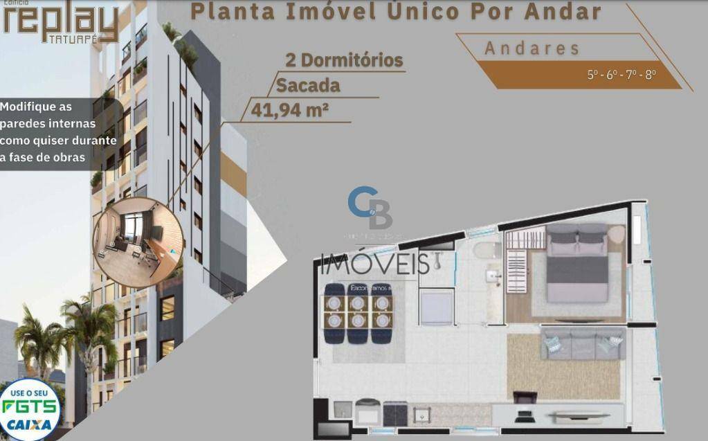 Apartamento à venda com 2 quartos, 42m² - Foto 8