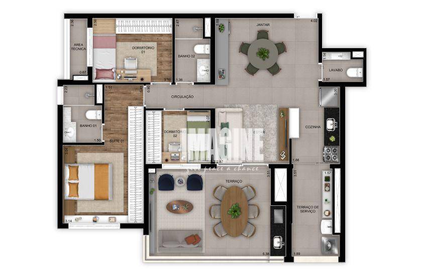 Apartamento à venda com 3 quartos, 102m² - Foto 3