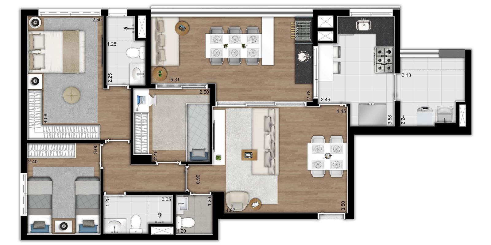 Apartamento à venda com 3 quartos, 91m² - Foto 2