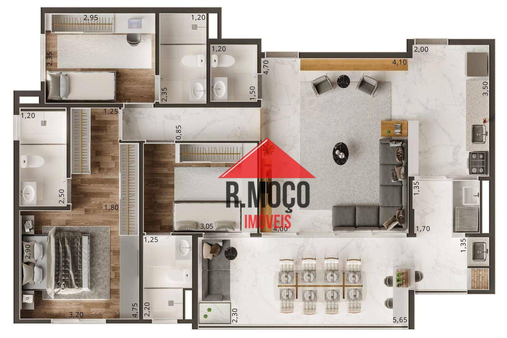 Apartamento à venda com 3 quartos, 100m² - Foto 3