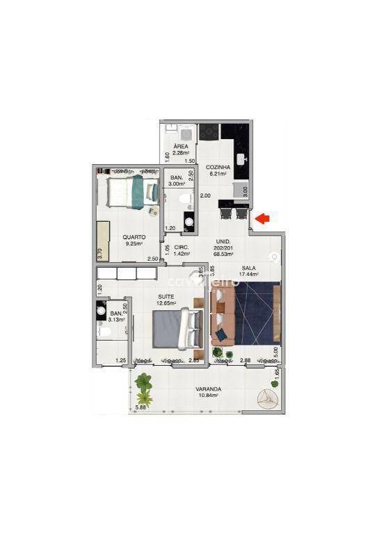 Apartamento à venda com 2 quartos, 60m² - Foto 3