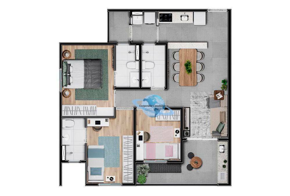 Apartamento à venda com 3 quartos, 75m² - Foto 2