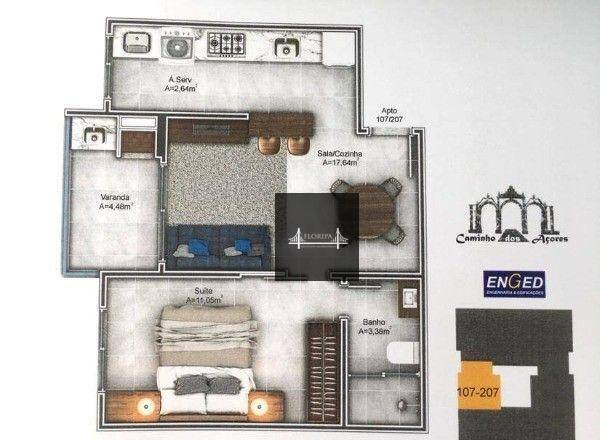 Apartamento à venda com 1 quarto, 44m² - Foto 4