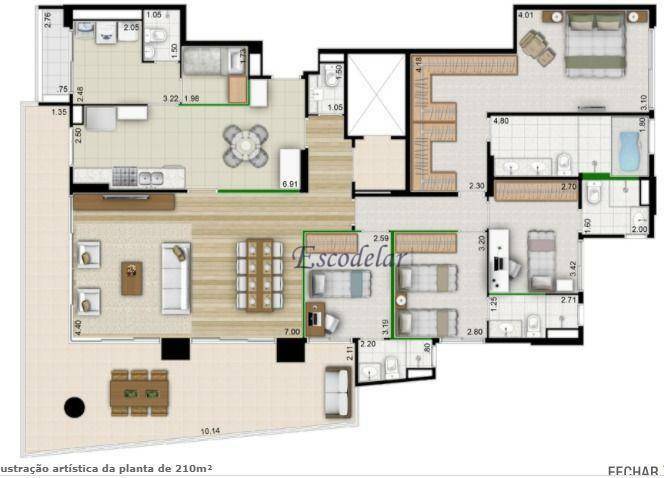 Apartamento à venda com 4 quartos, 210m² - Foto 13