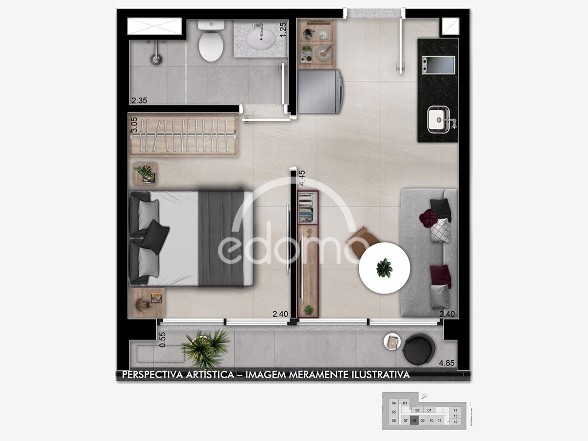 Apartamento para alugar com 1 quarto, 28m² - Foto 10