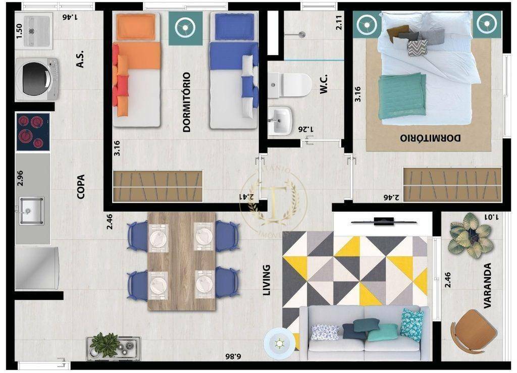 Apartamento à venda com 1 quarto, 40m² - Foto 6