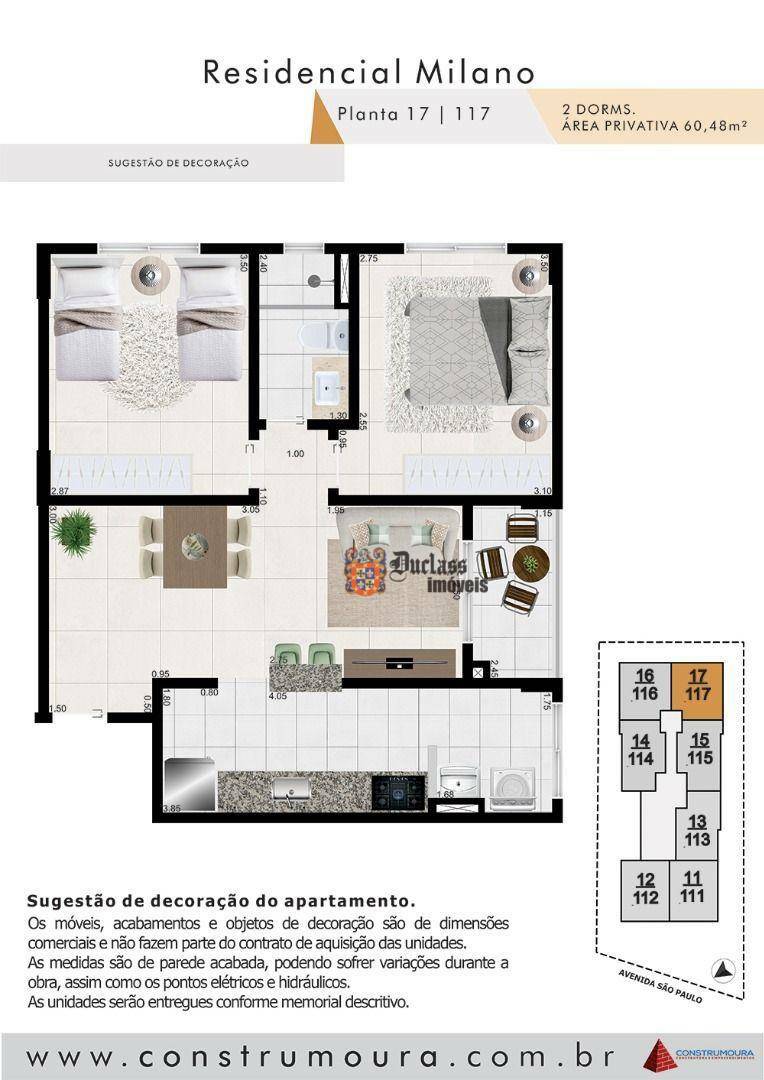 Apartamento à venda com 2 quartos, 60m² - Foto 3