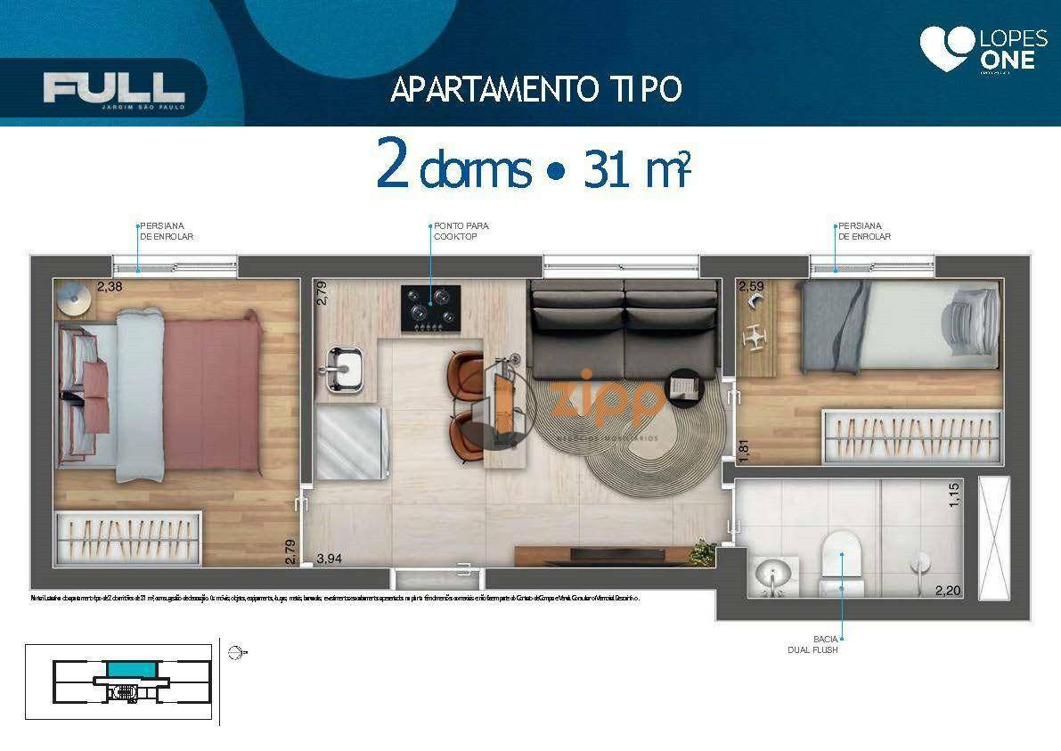 Apartamento à venda com 2 quartos, 40m² - Foto 26