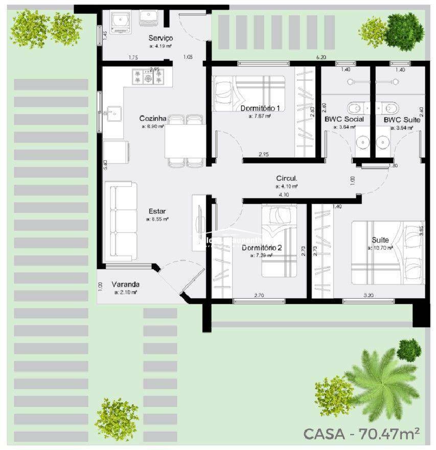 Casa à venda com 3 quartos, 70m² - Foto 3