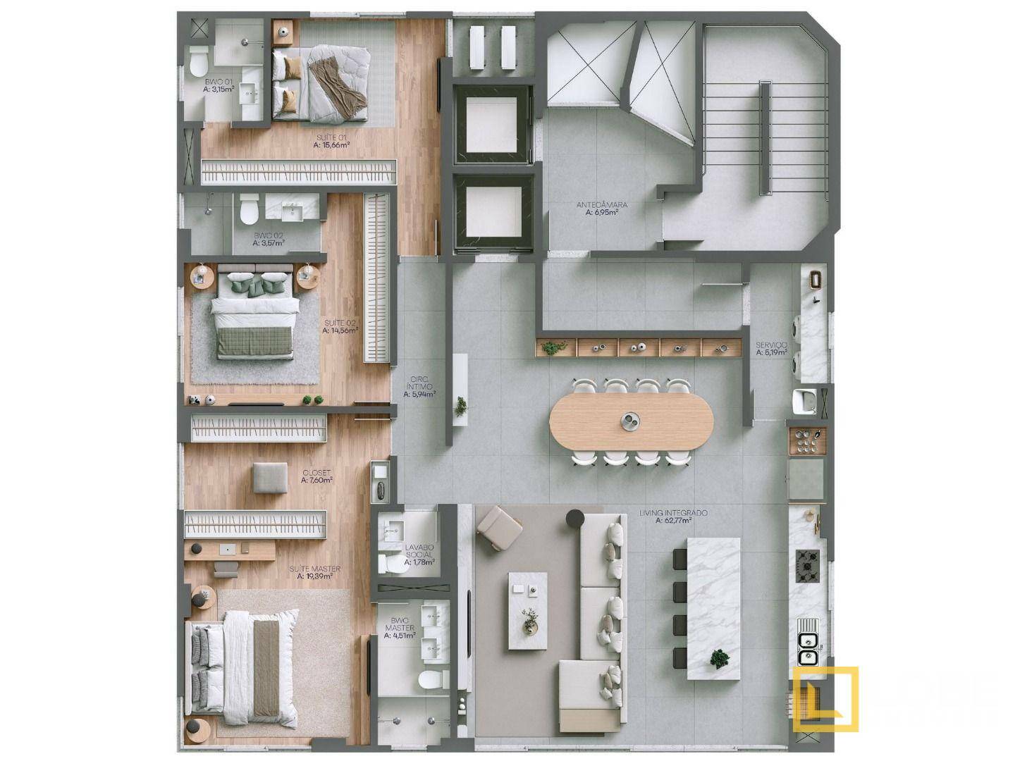 Apartamento à venda com 3 quartos, 163m² - Foto 3