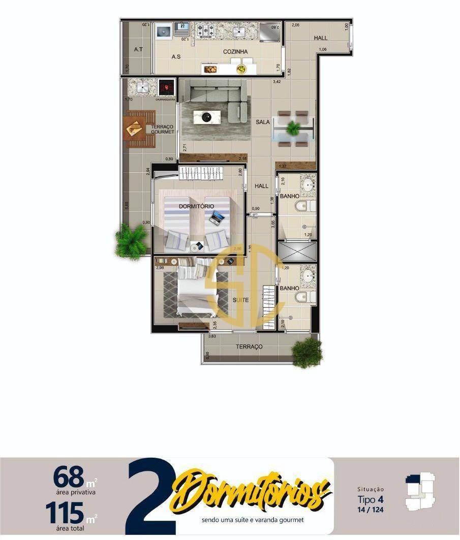 Apartamento à venda com 2 quartos, 68m² - Foto 13