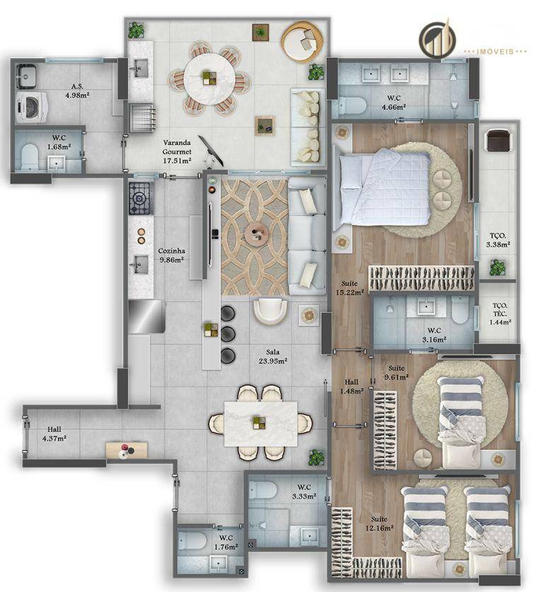 Apartamento à venda com 3 quartos, 127m² - Foto 78