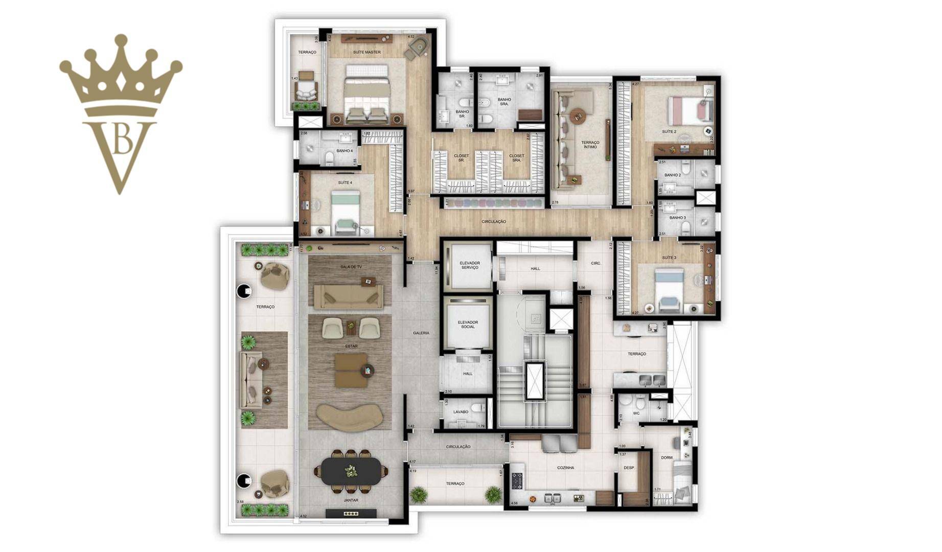 Apartamento à venda com 4 quartos, 355m² - Foto 1