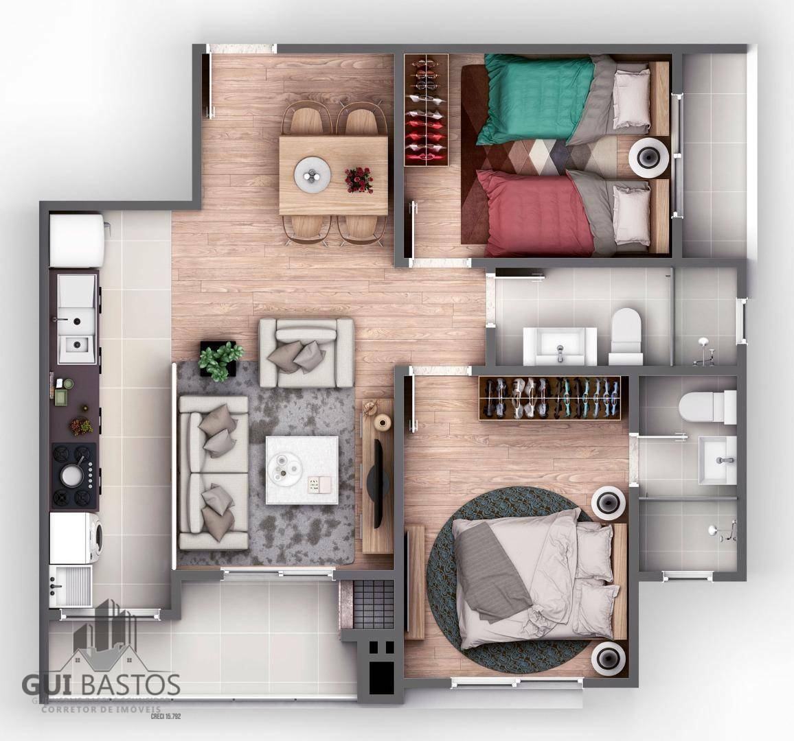 Apartamento à venda com 2 quartos, 61m² - Foto 6