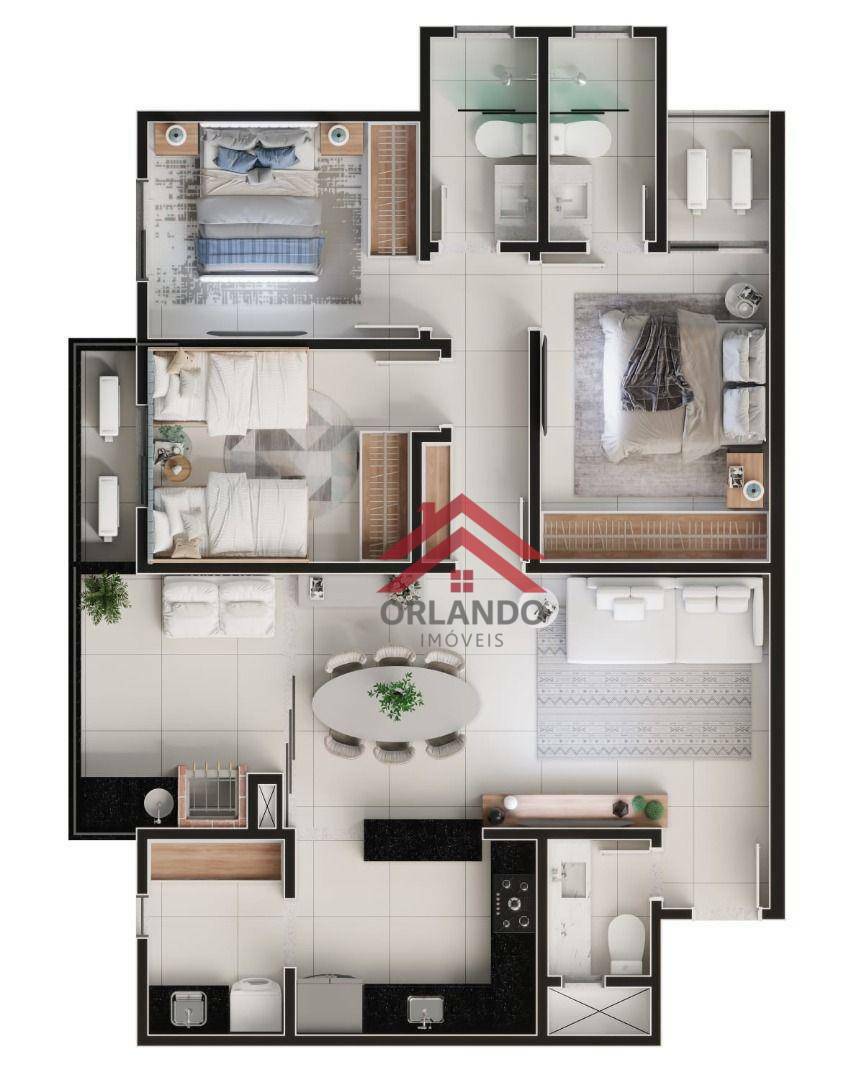 Apartamento à venda com 3 quartos, 84m² - Foto 2