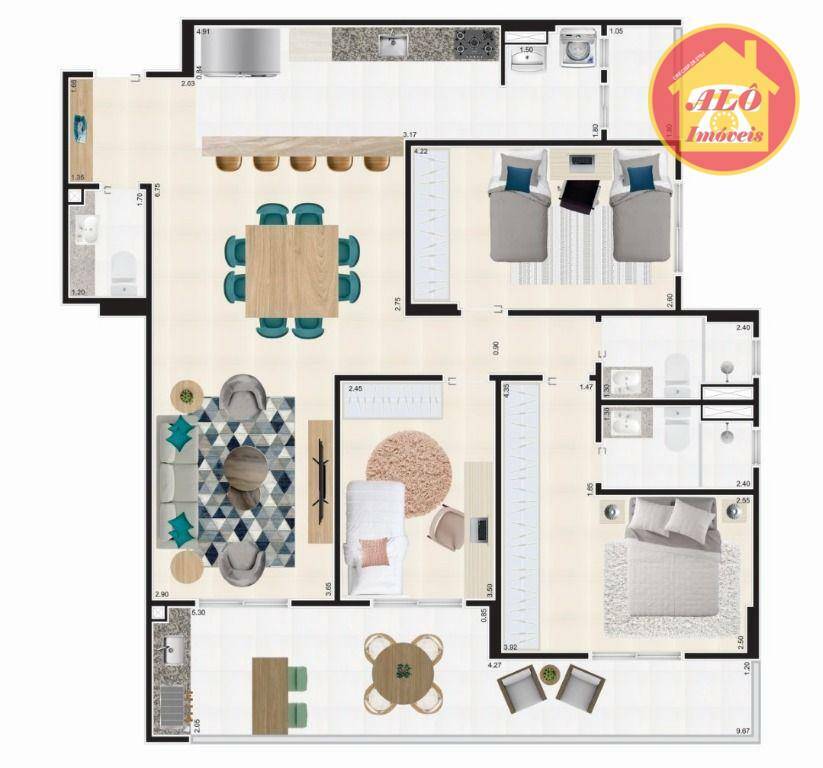 Apartamento à venda com 3 quartos, 115m² - Foto 1